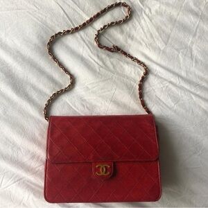CHANEL Red Quilted Crossbody Bag